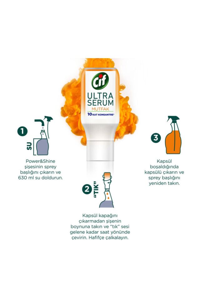 Cif Power-Shine Banyo 750 ML İçin Ultra Serum 70 Ml Mutfak Kapsül