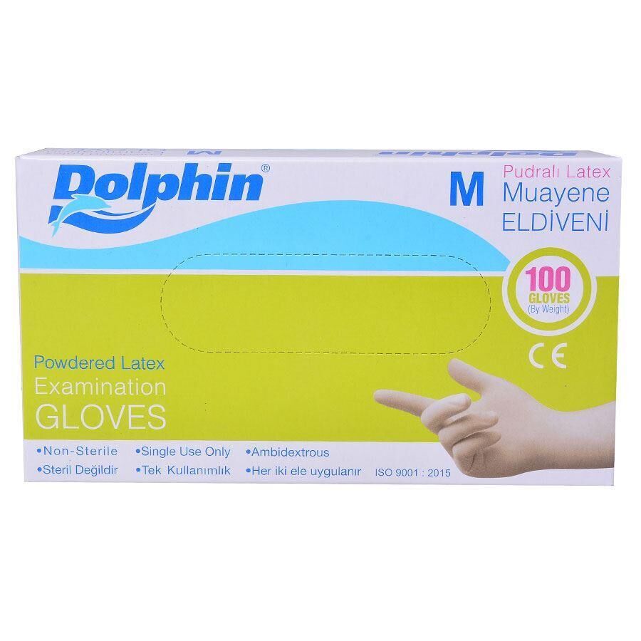 Dolphin Muayene Eldiveni Latex M Pudralı