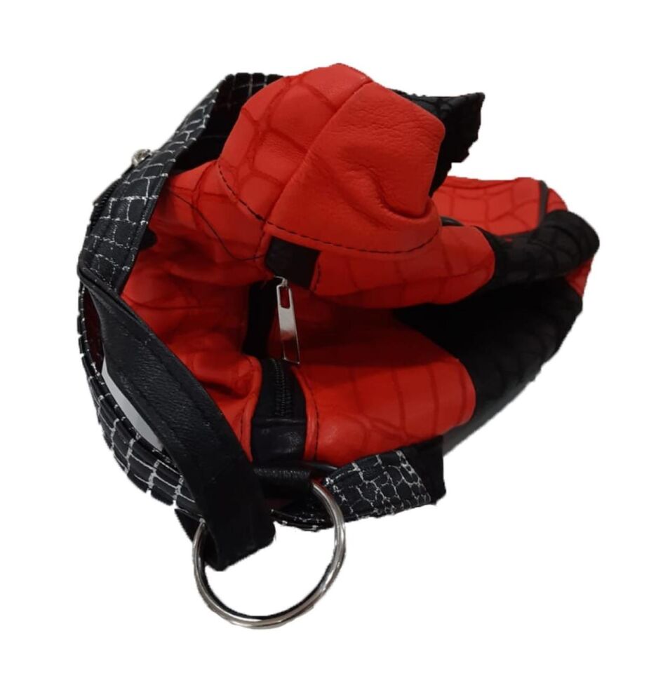 Seda Maymun Deri Sırt Çantası Kırmızı Siyah 30x15x20cm