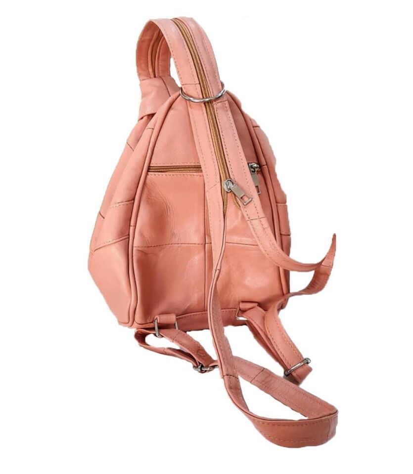 Seda Maymun Deri Sırt Çantası Pudra Rengi 30x15x20cm