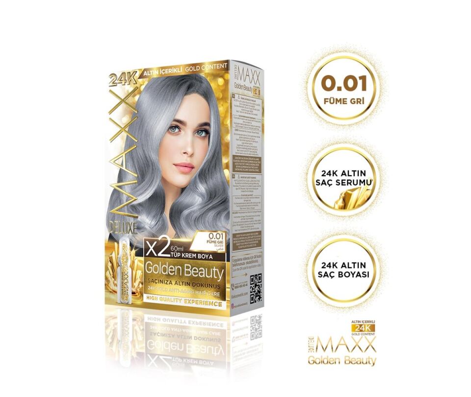 MAXX DELUXE Golden 24K Altın Içerikli Saç Boyası 0.01 Füme Gri 2 Boyama