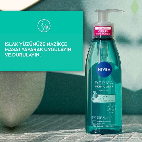 Nivea Derma Skin Clear Sivilce Karşıtı Yüz Temizleme Jeli 150ml,Salisilik Asit (BHA)