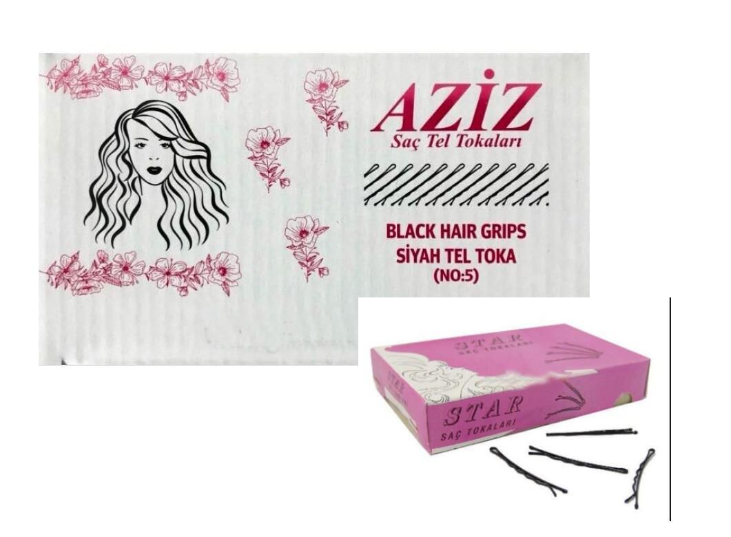 Aziz Topuzlu Saç Siyah Tel Tokası 150 li Paket ( no 5 )