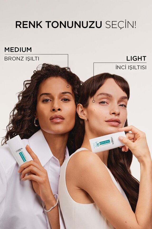 Loreal Paris Bright Reveal Spf 50+ Koyu Leke Karşıtı Renkli Fluid Günlük Yüz Güneş Kremi 50ml - Medium