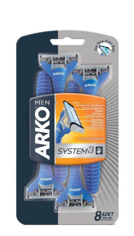 Arko Men Erkek Bakım Seti Cool - ( 8 Bıçak + 200 Ml Köpük + 255 Ml Kolonya )