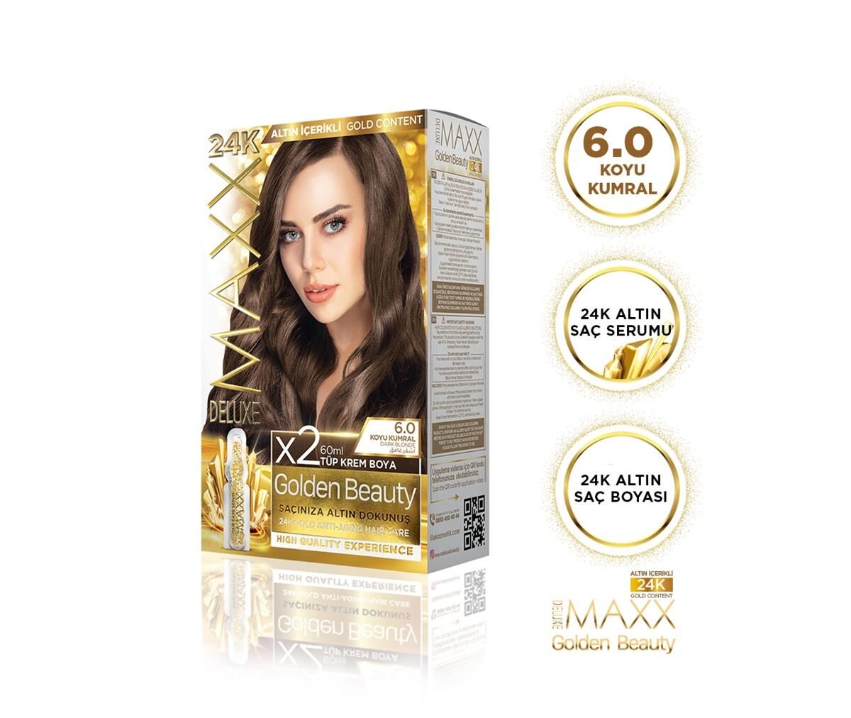 MAXX DELUXE Golden 24K Altın Içerikli Saç Boyası 6.0 Koyu Kumral 2 Boyama