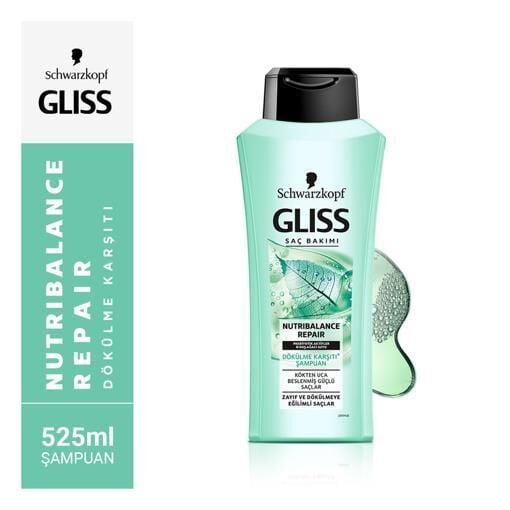 Gliss Şampuan Nutribalance Dökülme Karşıtı 525 ml Zayıf Saçlar