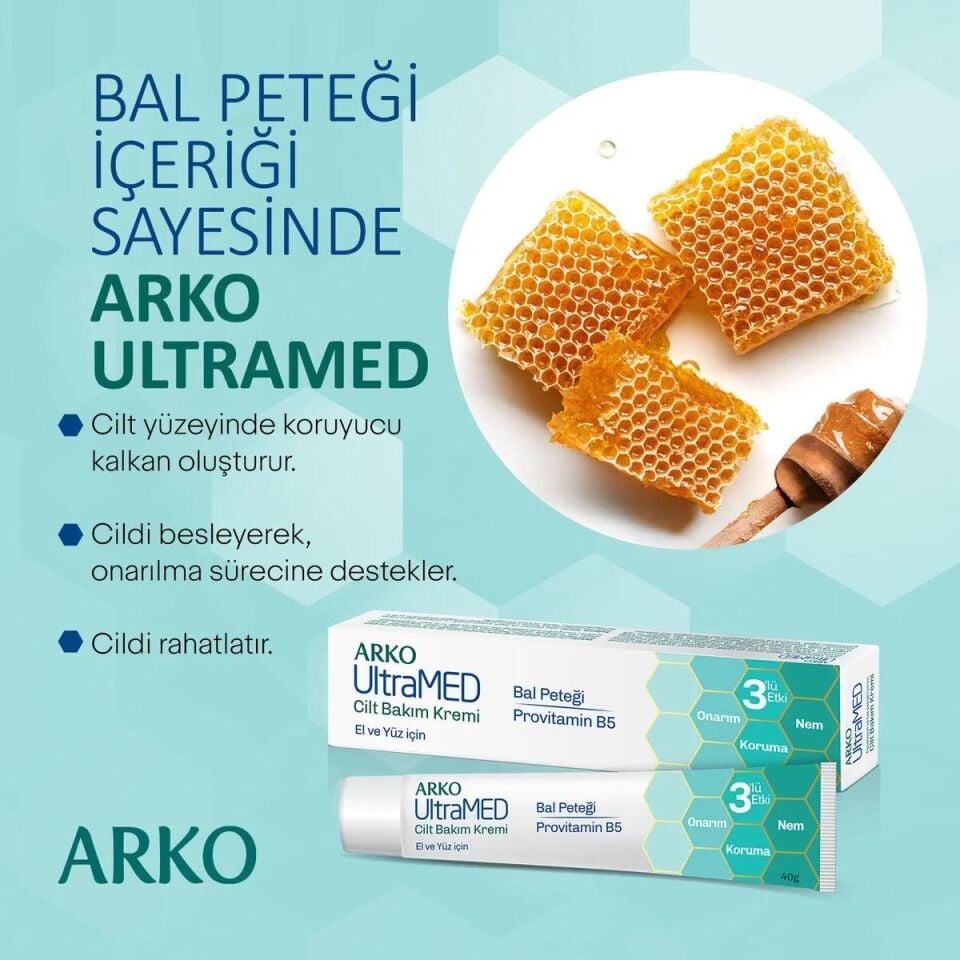 Arko UltraMED40 Ml El ve Yüz İçin Cilt Bakım Kremi Bal Peteği