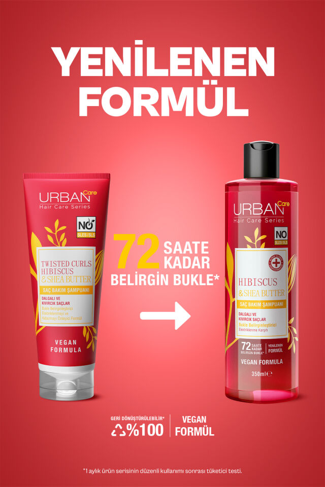 Urban Care Hibiscus & Shea Butter Bukle Belirginleştirici Saç Bakım Şampuanı, 350 Mililitre, Vegan