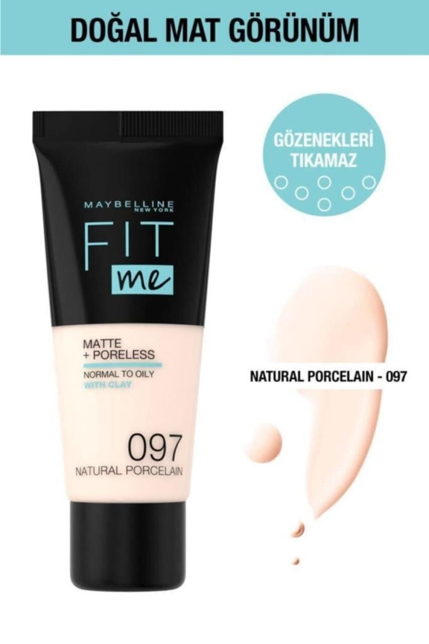 Maybelline Mat Fondöten Fit Me Matte + Poreless Foundation 97 Natural Porcelain