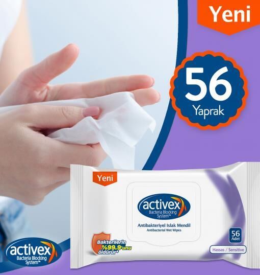 Activex Antibakteriyel Islak Havlu Hassas 56 Yaprak