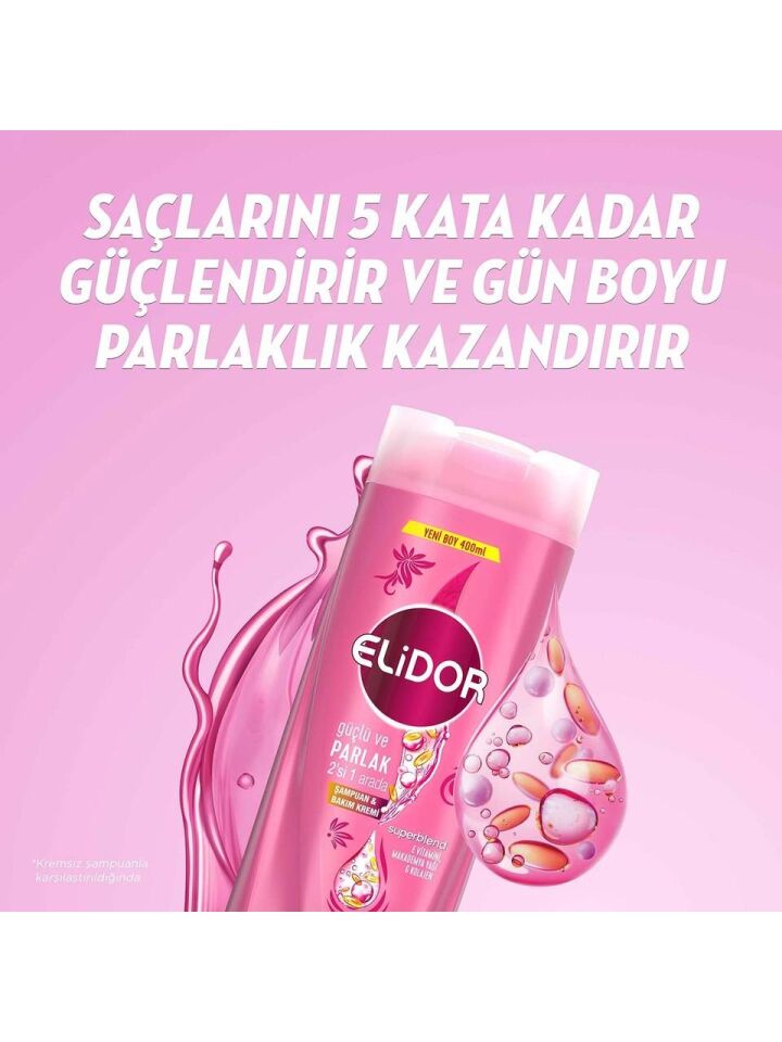 Elidor Güçlü ve Parlak Şampuan 400 Ml + Saç Kremi 200 Ml Set