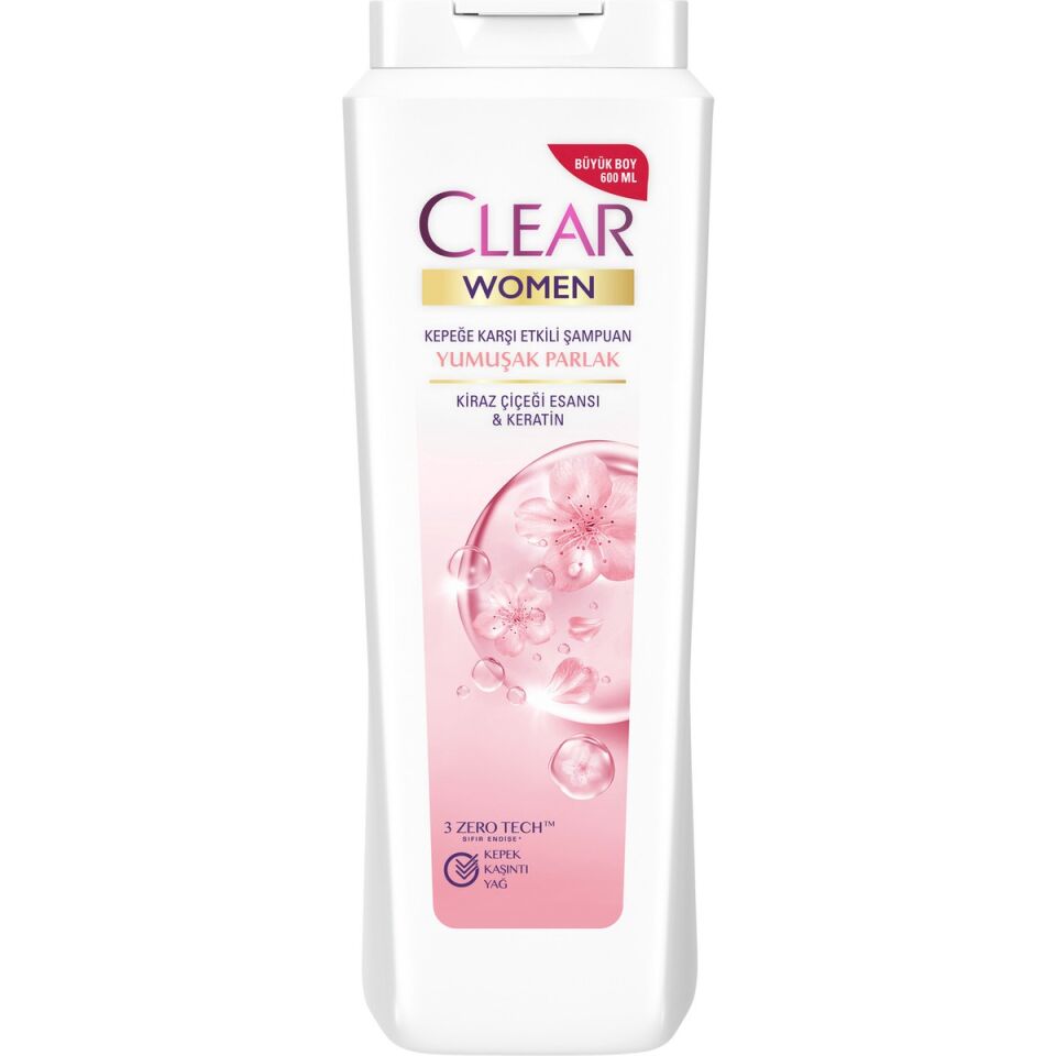 Clear Şampuan Kepeğe Karşı Etkileyici Besleyici Yumuşak Parlak Kiraz Çiçeği Esansı 600 Ml