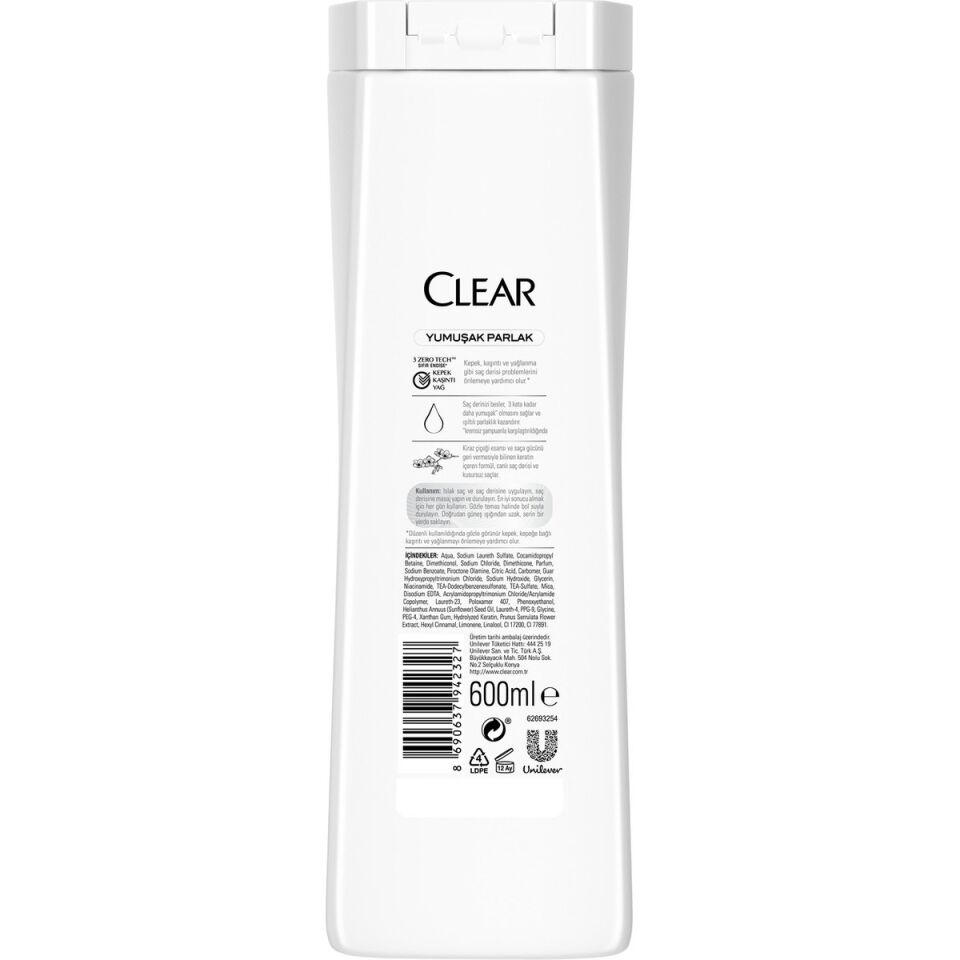 Clear Şampuan Kepeğe Karşı Etkileyici Besleyici Yumuşak Parlak Kiraz Çiçeği Esansı 600 Ml