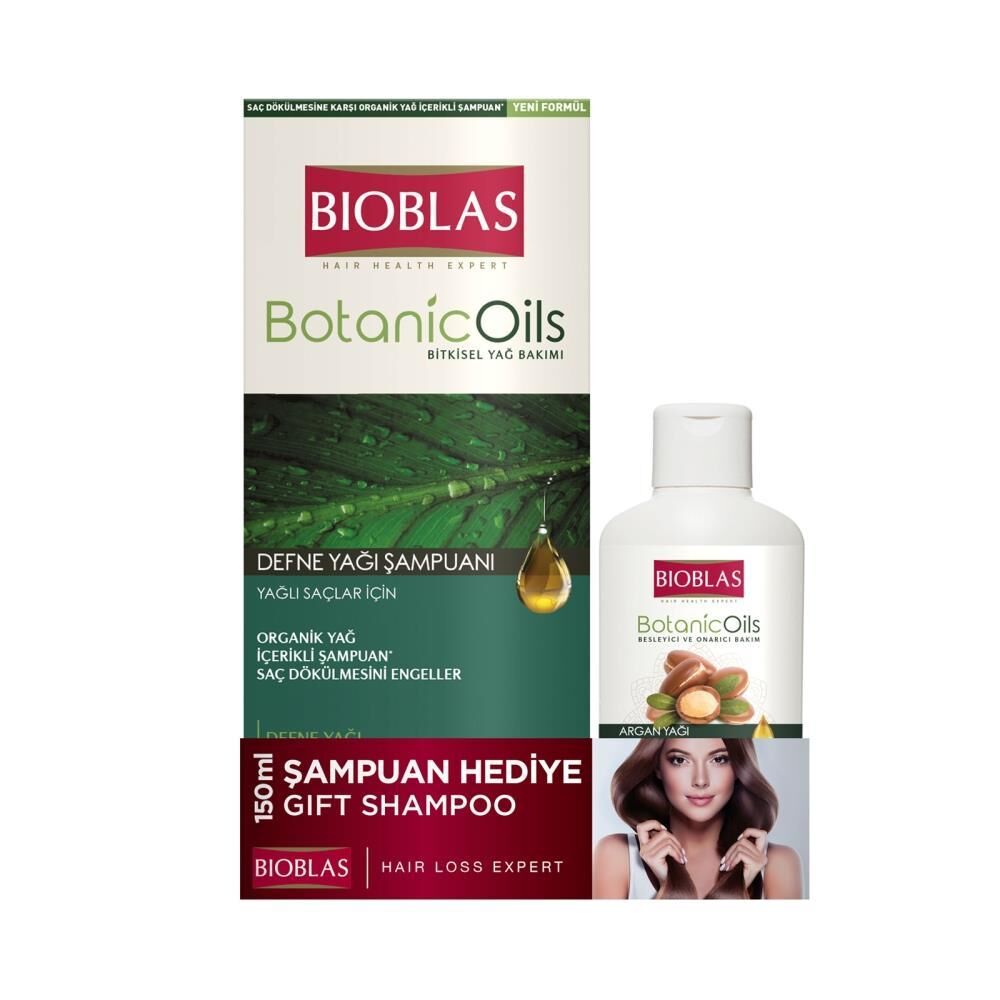 Bıoblas Defne Yağlı Saçlar İçin Şampuan 360 ml + Argan Şampuan 150ml