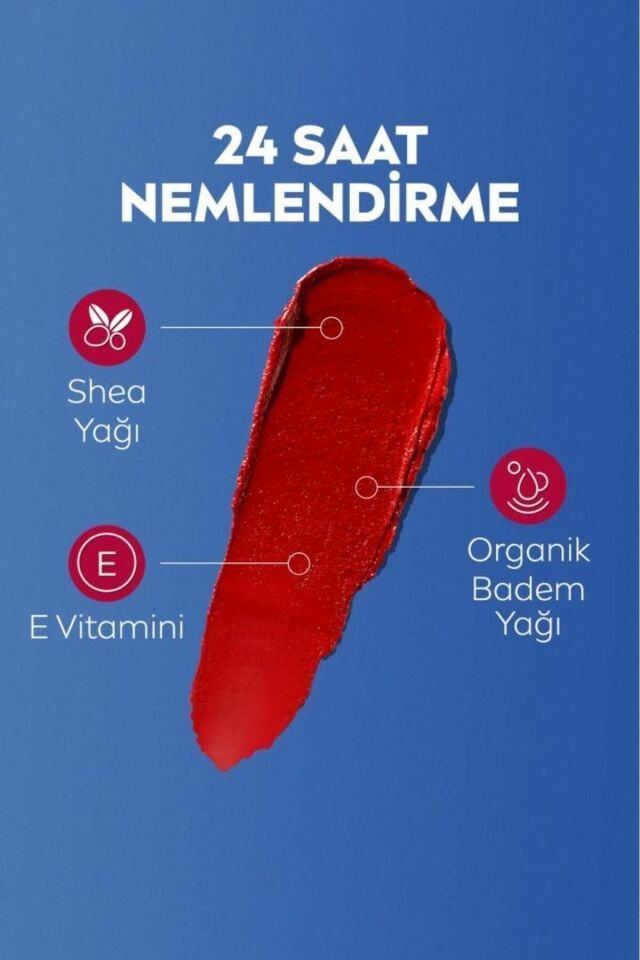 Nivea Lip Balm Bakımlı ve Renkli Dudak Balmı Kırmızı 4,8Gr Red Nemlendırme,Spf30,Doğal Yağlar,E Vitamini,Dudak Ve Yanaklar Için