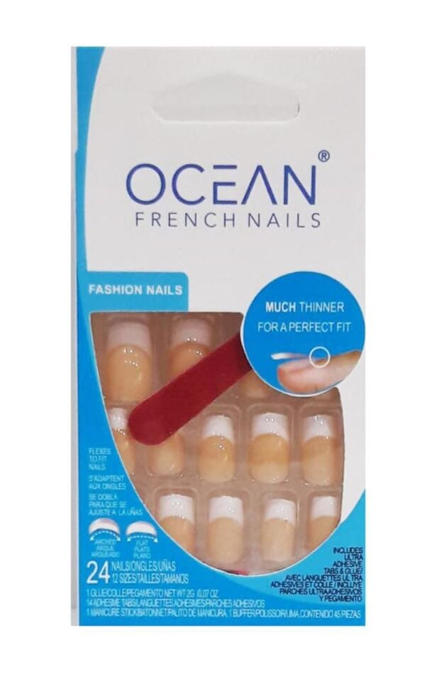 Ocean Takma Tırnak 24 lü Ten Rengi Tırnak + Kırık Beyaz French ASU191