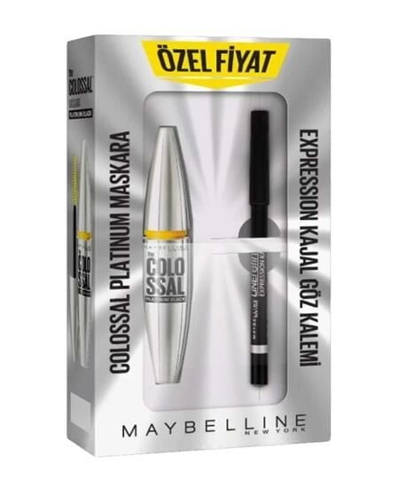 Maybelline Maskara Colossal Platinum Siyah + Kajal Göz Kalemi