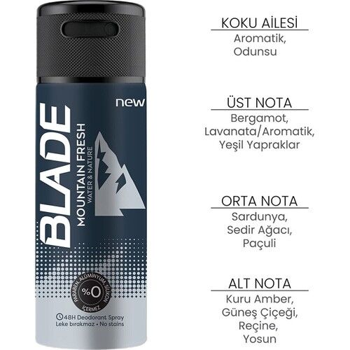Blade Mountain Fresh Deodorant Spray 150 Ml Erkek