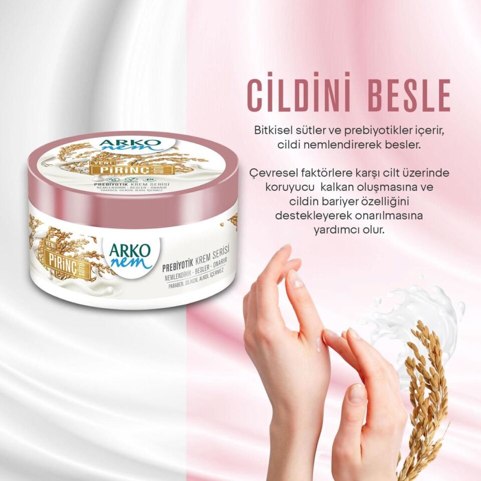 Arko Nem Prebiyotik Nemlendirici Krem Pirinç Sütü 250 Ml