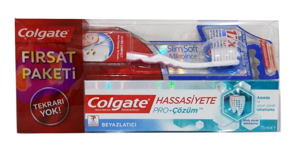 Colgate Pro Çözüm 75 ml Macun Beyazlatıcı + Slim Soft 17X Fırça