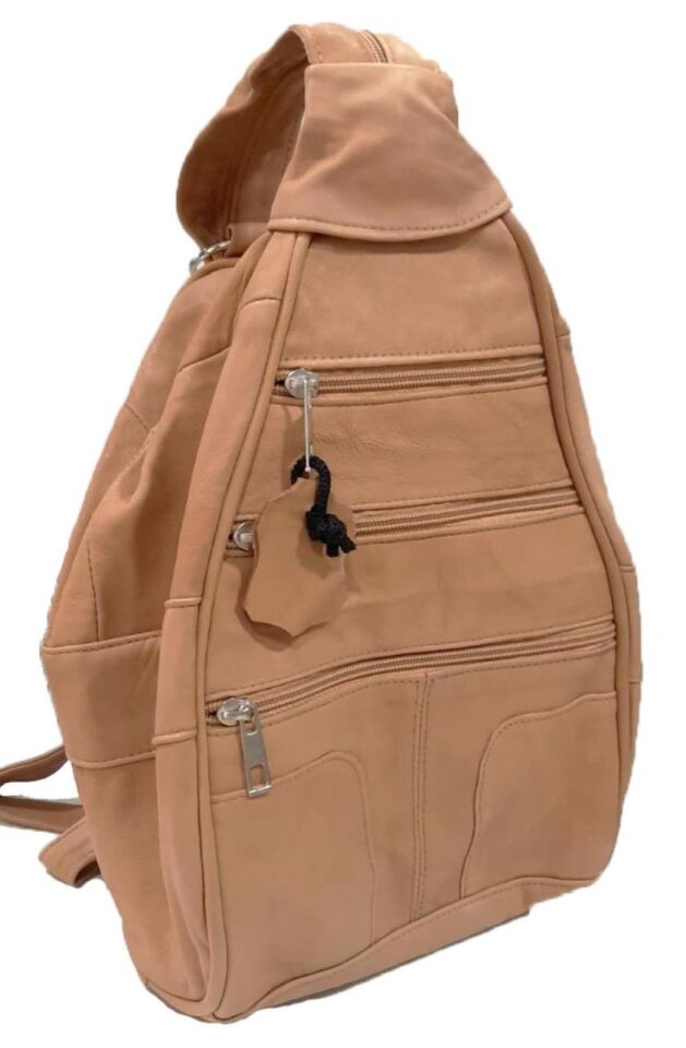 Seda Maymun Deri Sırt Çantası Taba Orta 35x25x35cm