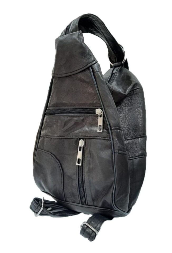 Seda Maymun Deri Sırt Çantası Siyah Small 30x15x20cm