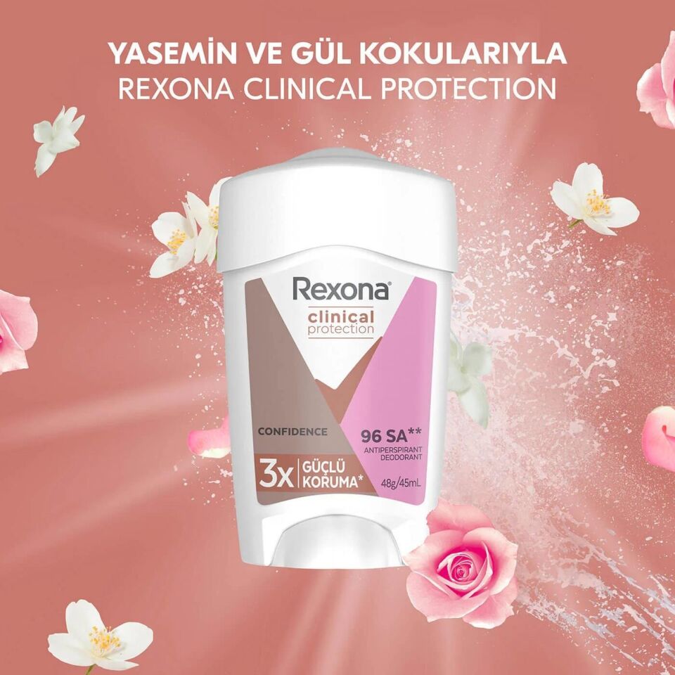 Rexona Clinical Protection Kadın Stick Deodorant Confidence 3x Güçlü Koruma 45 ml