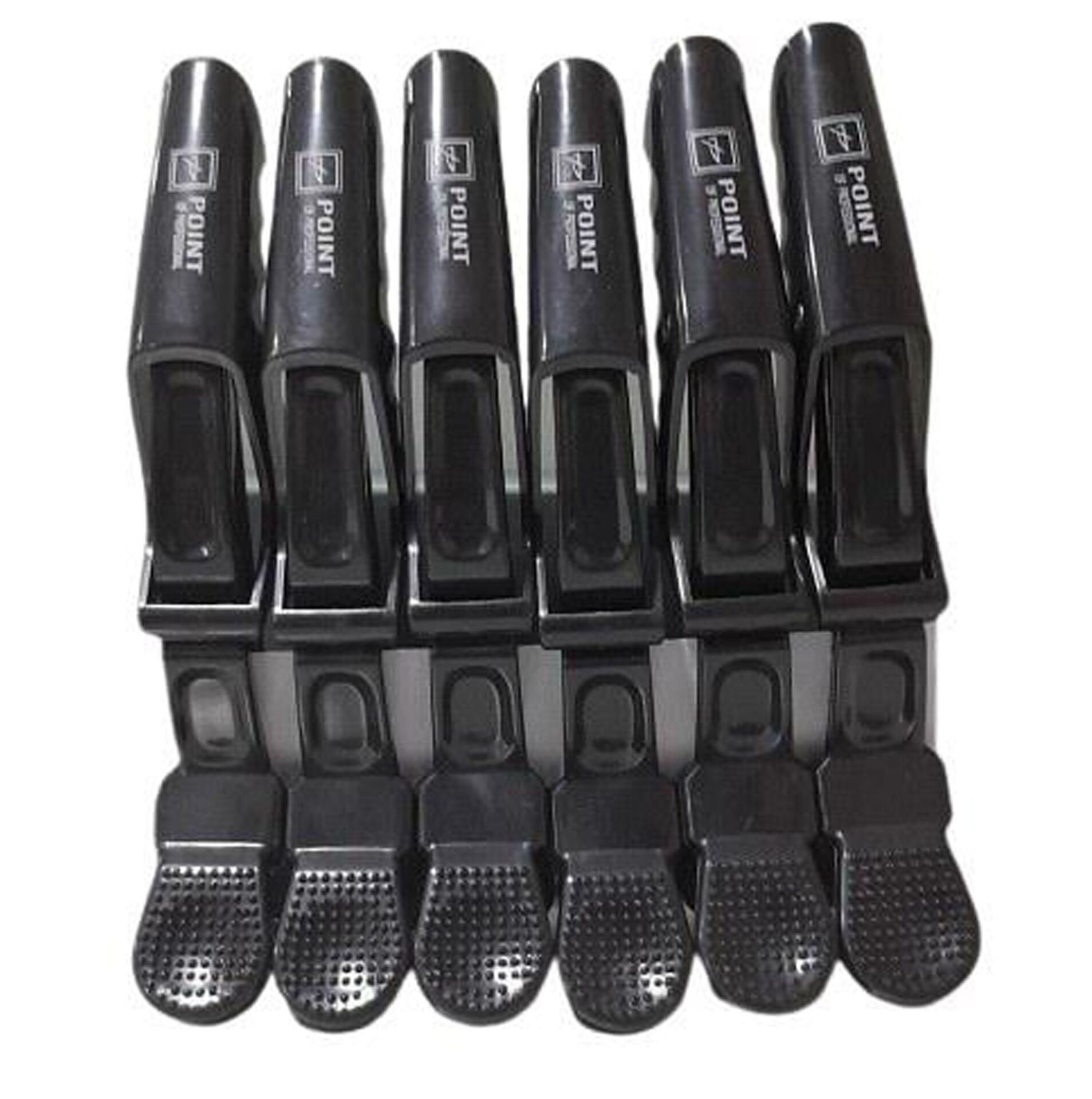 Point Kesim Pensi Plastik 6 lı Siyah Cck-0029 - Büyük Saç Pens