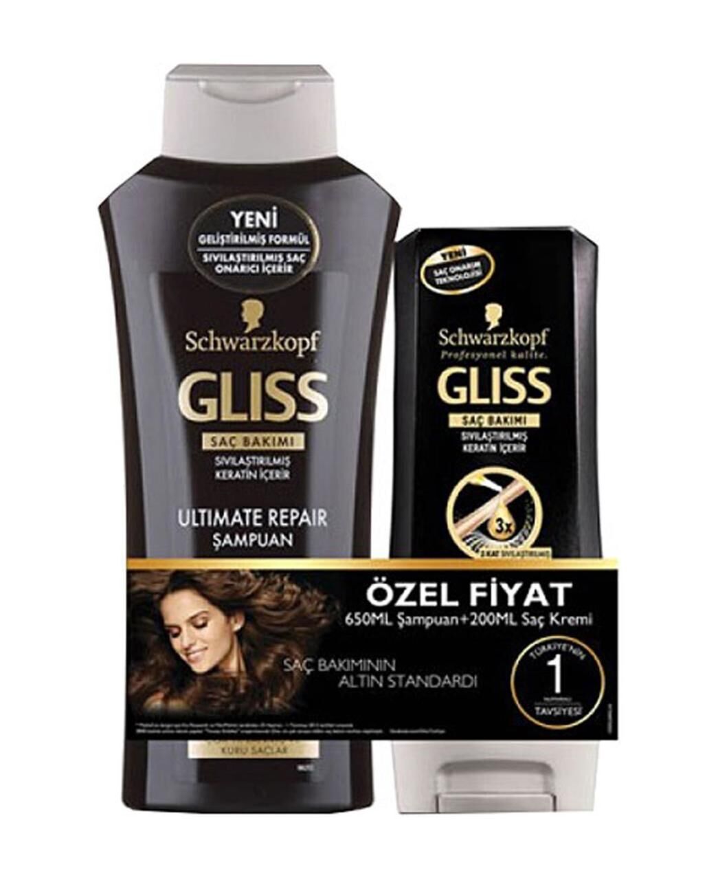 Schwarzkopf Gliss Ultimate Repair Şampuan 650 ml+ 200 ml Saç Kremi