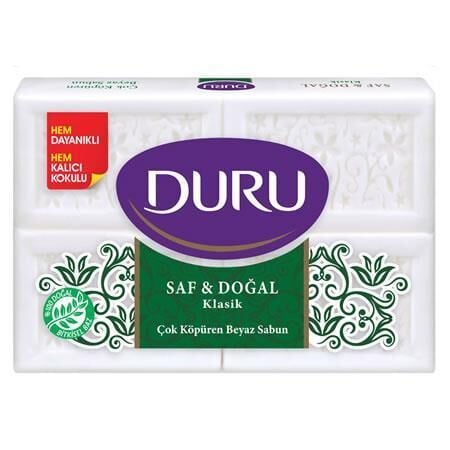 Duru Sabun Klasik Saf ve Doğal 800 gr 4X200 gr Beyaz Banyo Sabunu