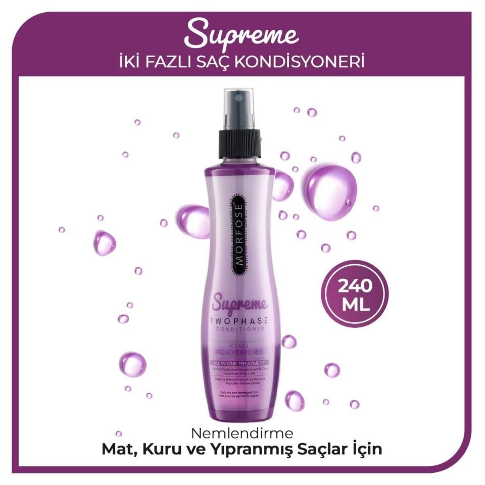 Morfose Sıvı Saç Kremi Supreme Fön Suyu 240 Ml Mor Çift Fazlı