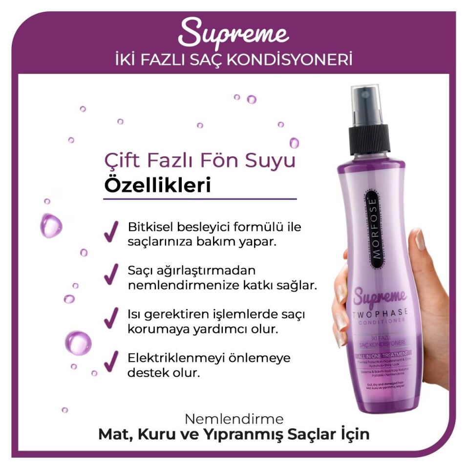 Morfose Sıvı Saç Kremi Supreme Fön Suyu 240 Ml Mor Çift Fazlı