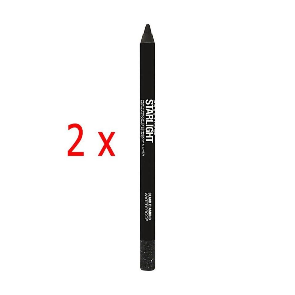2 ADET X Prestige Starlight Party WaterProof Simli Siyah Göz Kalemi Black Diamond GGP 01