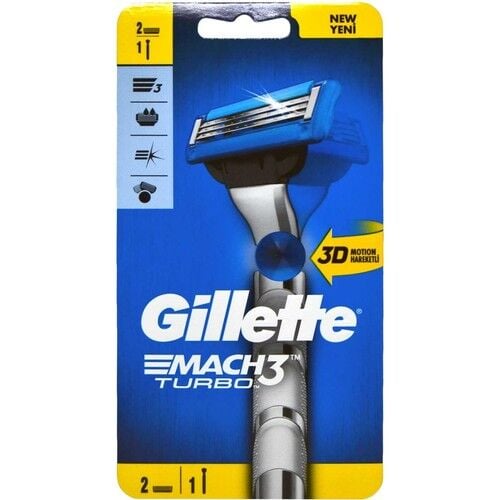 Gillette Mach3 Turbo 3D Tıraş Makinesi + 2 Yedek Tıraş Bıçağı