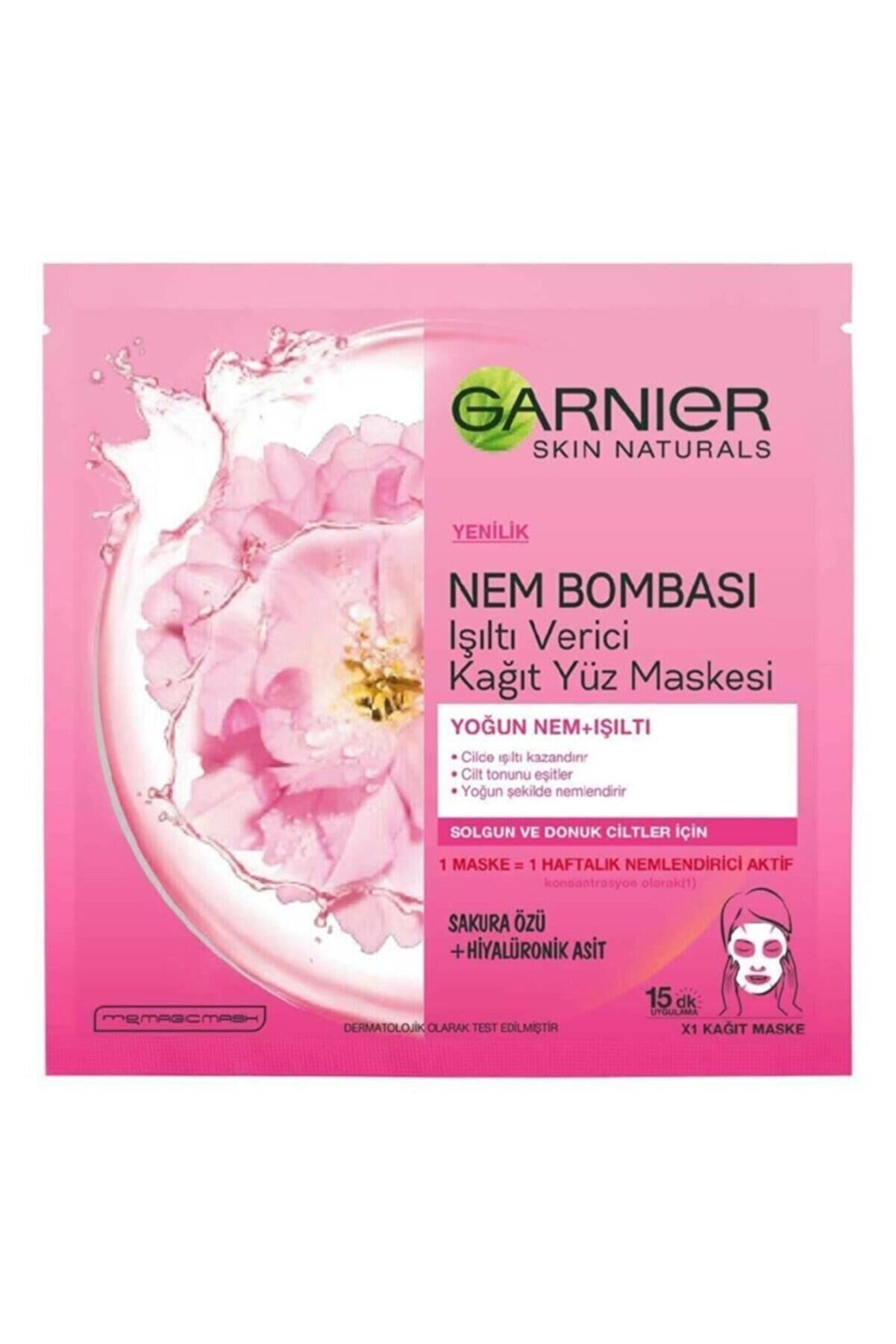 Garnier Nem Bombası Kağıt Maske Sakura Işıltı Verici Yüz Maskesi