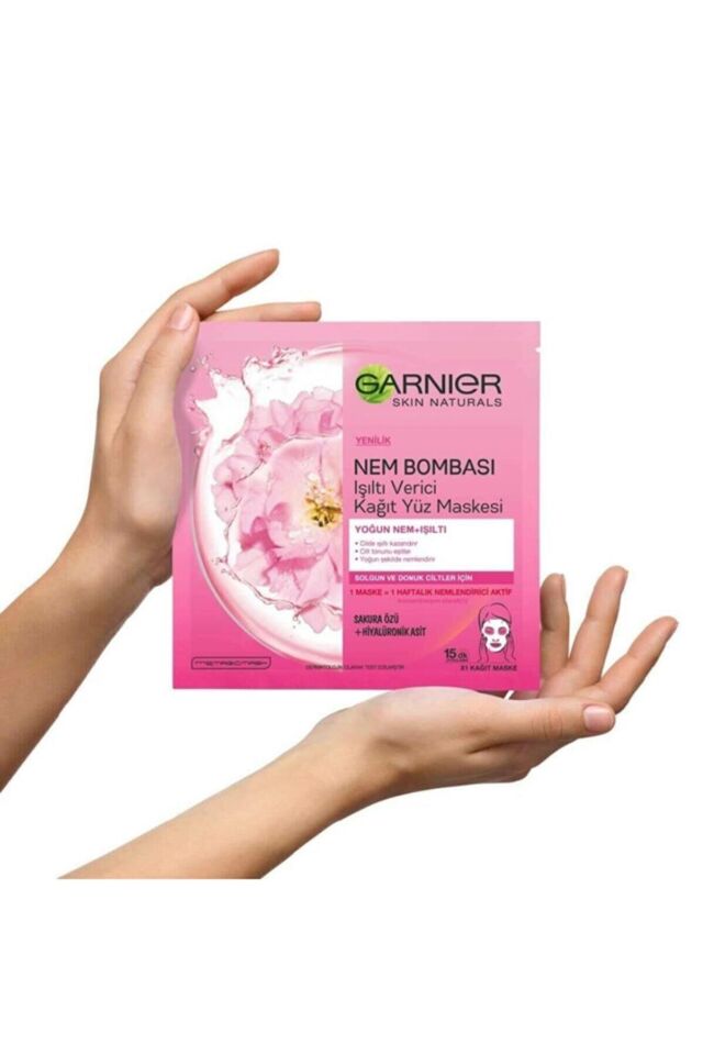 Garnier Nem Bombası Kağıt Maske Sakura Işıltı Verici Yüz Maskesi