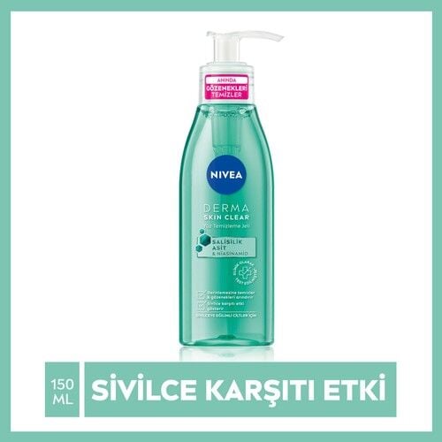 Nivea Derma Skin Clear Sivilce Karşıtı Yüz Temizleme Jeli 150ml,Salisilik Asit (BHA)