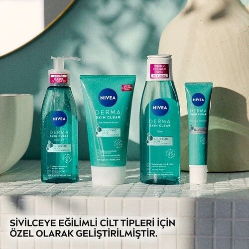 Nivea Derma Skin Clear Sivilce Karşıtı Yüz Temizleme Jeli 150ml,Salisilik Asit (BHA)